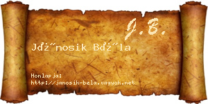 Jánosik Béla névjegykártya